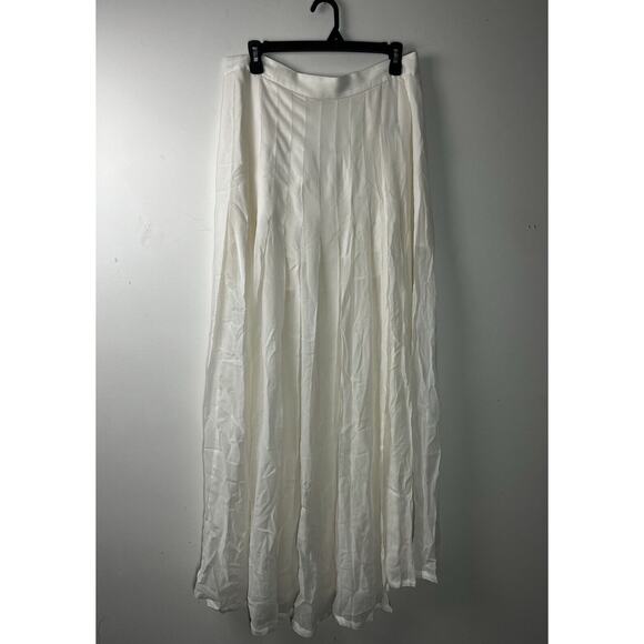 J Crew Collection Maxi Skirt Womens 8 Lightweight Chiffon Ivory Pleated Flowy - Picture 1 of 14